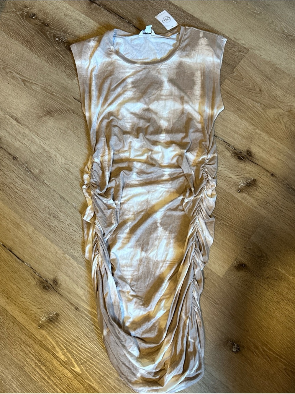 Cato Beige Ruched Side Midi Dress